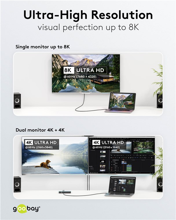 GOOBAY καλώδιο USB-C 74193, USB4, 100W, 40Gbps, 8K/60Hz, 2m, μαύρο 74193