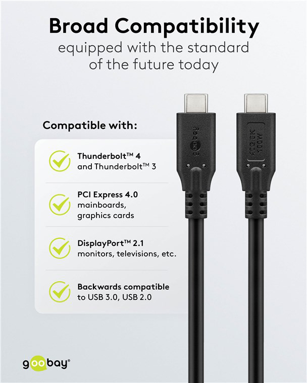 GOOBAY καλώδιο USB-C 74193, USB4, 100W, 40Gbps, 8K/60Hz, 2m, μαύρο 74193