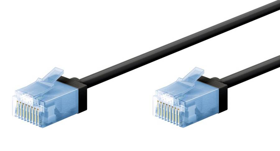 GOOBAY καλώδιο δικτύου 74231, CAT 6A U/UTP, ultra slim, copper, 500MHz, 0.25m, μαύρο 74231