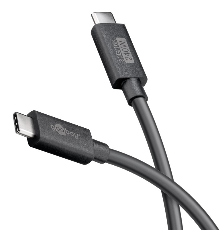 GOOBAY καλώδιο USB-C 74376, USB4, 240W, 80Gbps, 16K/60Hz, 1.2m, μαύρο 74376