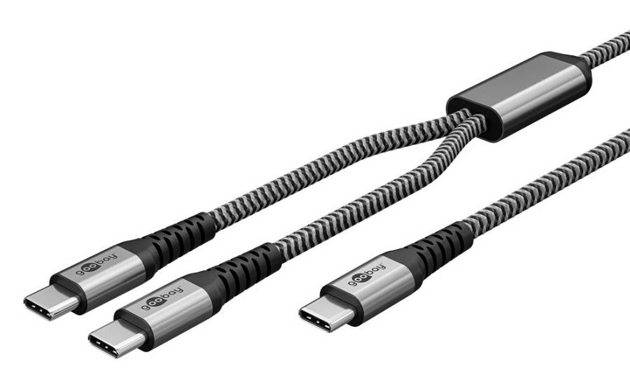 GOOBAY καλώδιο USB-C σε 2x USB-C 75739, 60W, 480Mbps, 1.5m, γκρι 75739