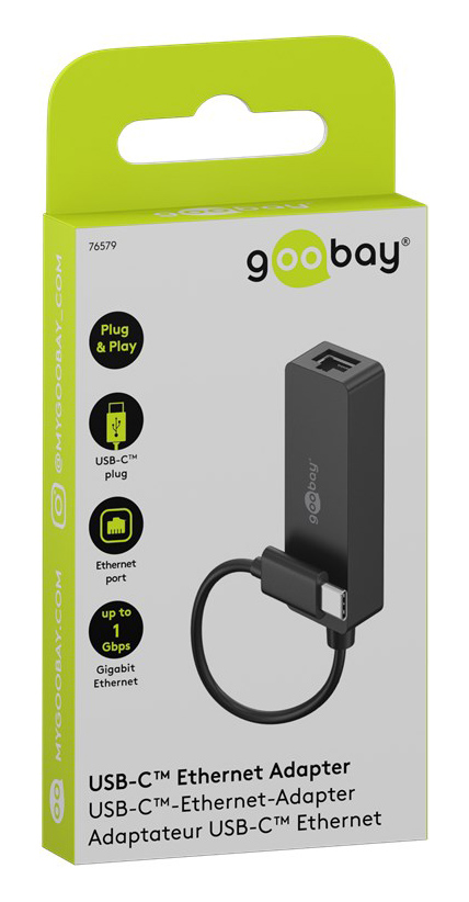 GOOBAY αντάπτορας δικτύου 76579, USB-C, 1000Mbps Ethernet, μαύρος 76579