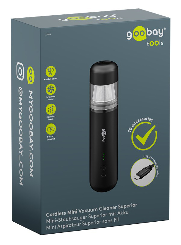 GOOBAY 2 σε 1 σκουπάκι χειρός & air duster 77829, 120W, 6000mAh, μαύρο 77829