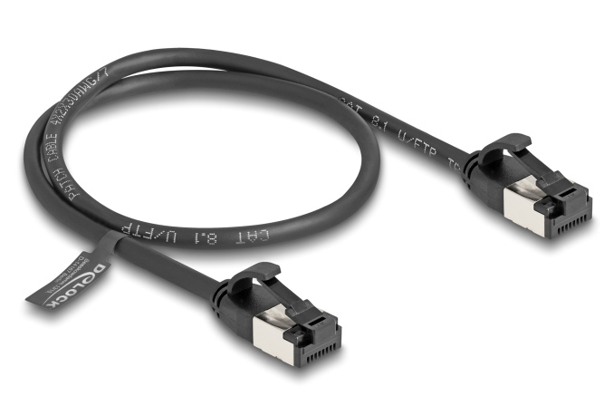 DELOCK καλώδιο δικτύου 80182, CAT 8.1 U/FTP, 40Gbps, εύκαμπτο, 0.50m, μαύρο 80182