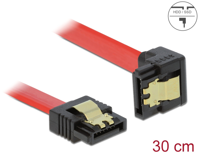 DELOCK καλώδιο SATA 83978, γωνιακό, 6Gb/s, 30cm, κόκκινο 83978