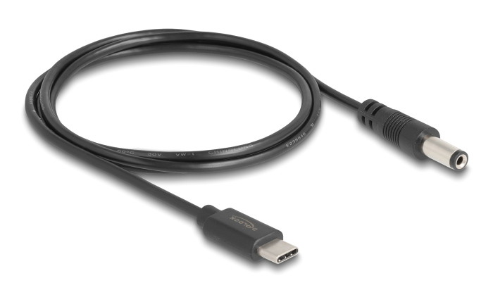 DELOCK καλώδιο USB-C σε DC 5.5 x 2.1mm 85397, 1m, μαύρο 85397