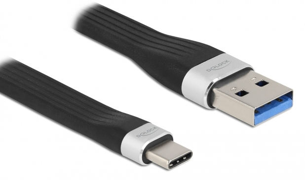 DELOCK καλώδιο USB 3.2 σε USB-C 85771, 3A, 5Gbps, FPC, 13.5cm, μαύρο 85771