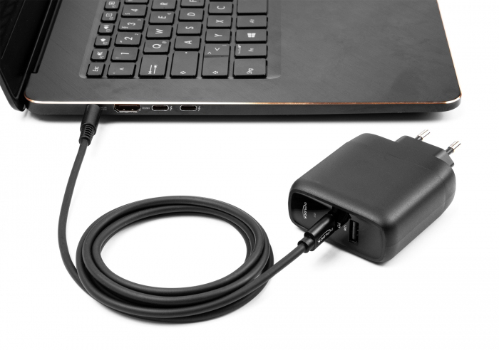 DELOCK καλώδιο τροφοδοσίας 87977, USB-C σε 5.5x2.1mm, 1.5m, μαύρο 87977