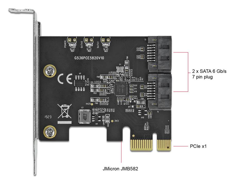 DELOCK κάρτα επέκτασης PCIe σε 2x SATA 90431, 6Gb/s 90431