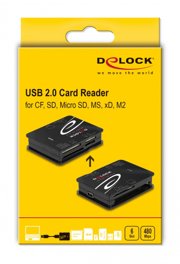 DELOCK card reader 91007 για Micro SD/SD/CF/MS/xD/M2, μαύρο 91007