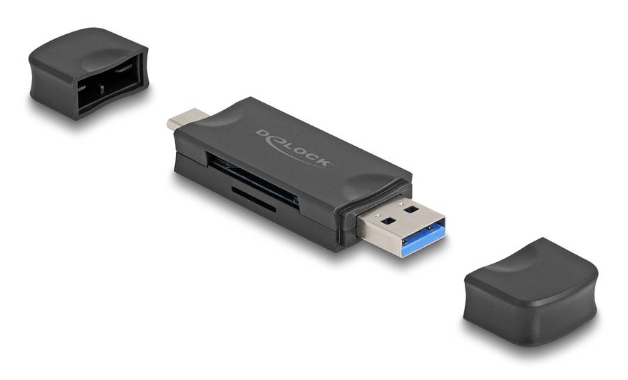 DELOCK card reader 91020 για SD & micro SD, USB/USB-C σύνδεση, 5Gbps, μαύρο 91020