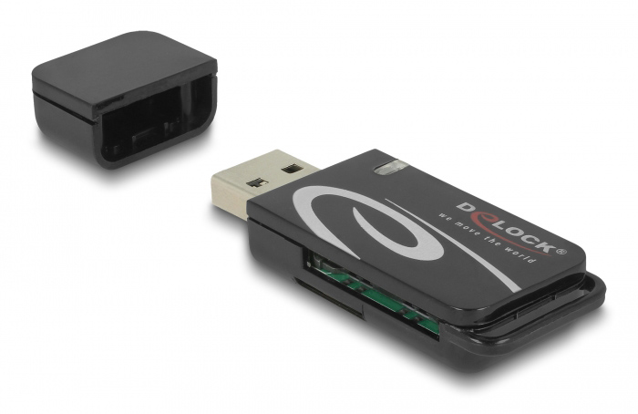 DELOCK card reader 91602 για SD & micro SD, USB, 480Mbps, μαύρο 91602