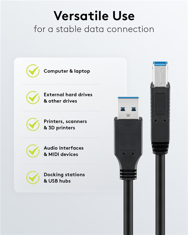 GOOBAY καλώδιο USB 3.0 σε USB Type B 95721, 0.25m, 5Gbps, μαύρο 95721