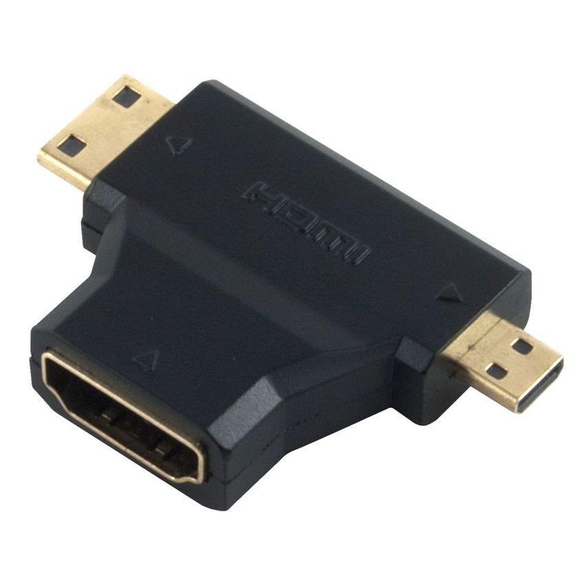 POWERTECH αντάπτορας HDMI σε Mini HDMI & Micro HDMI ADA-H004, μαύρος ADA-H004