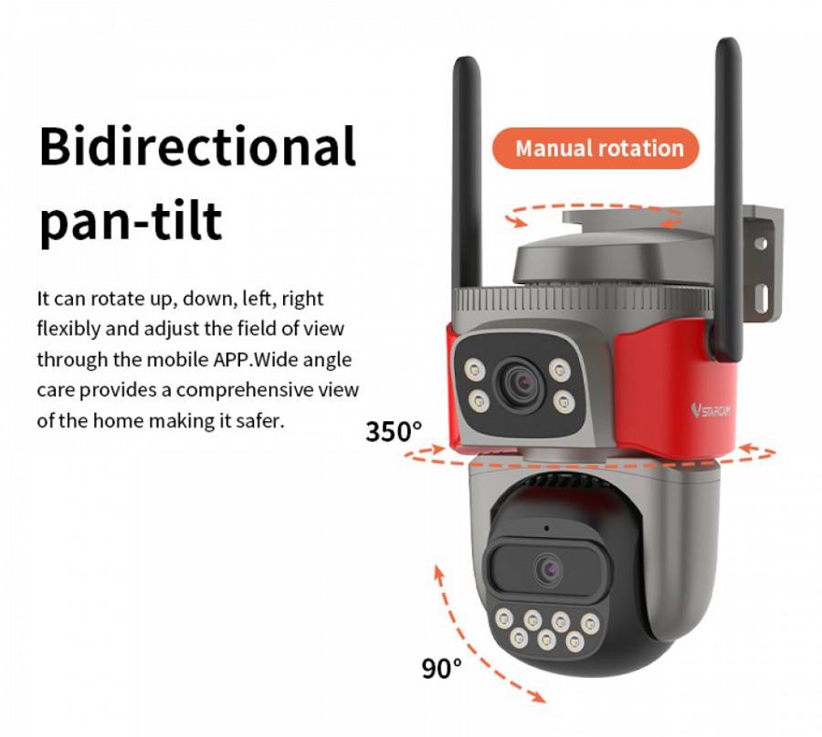 VSTARCAM smart κάμερα AF621DR, dual lens, αναγνώριση φωτιάς & καπνού, 2MP, WiFi, SD, PTZ, IP66 AF621DR