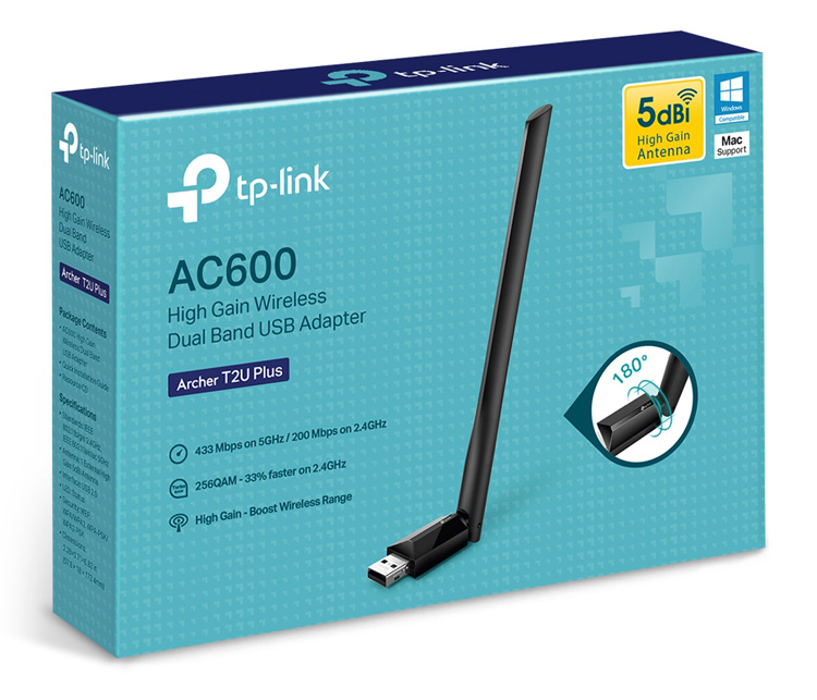 TP-LINK ασύρματος USB αντάπτορας δικτύου Archer T2U Plus, 600Mbps, V.1 ARCHER-T2UPLUS