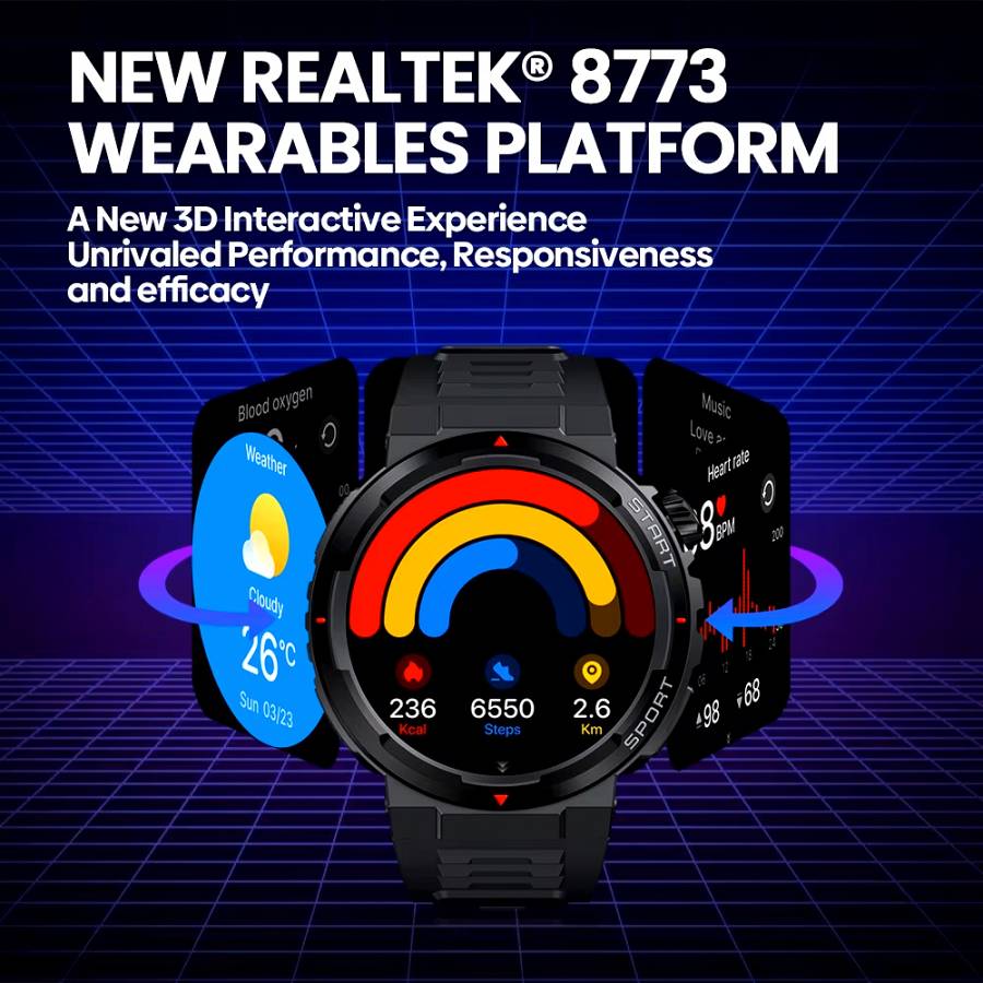 ZEBLAZE smartwatch Ares 3 Plus, heart rate, 1.43 AMOLED, IP68, μαύρο ARES3PLUS-BK