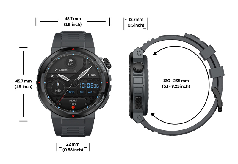 ZEBLAZE smartwatch Ares 3 Plus, heart rate, 1.43 AMOLED, IP68, μαύρο ARES3PLUS-BK