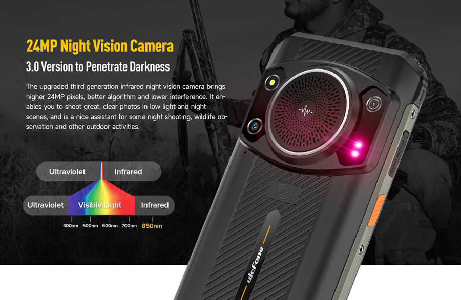 ULEFONE smartphone Armor 21 με ηχείο 3.5W, 6.58, 8/256GB, 9600mAh, IP68/IP69K, μαύρο ARMOR-21-BK