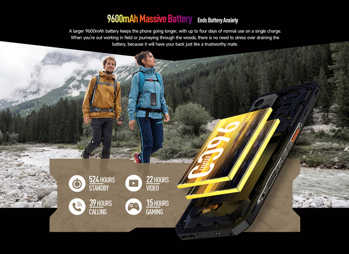 ULEFONE smartphone Power Armor 18T Ultra, 6.58, 12/512GB, 5G, 9600mAh, IP68/IP69K, μαύρο ARMOR18TU-BK