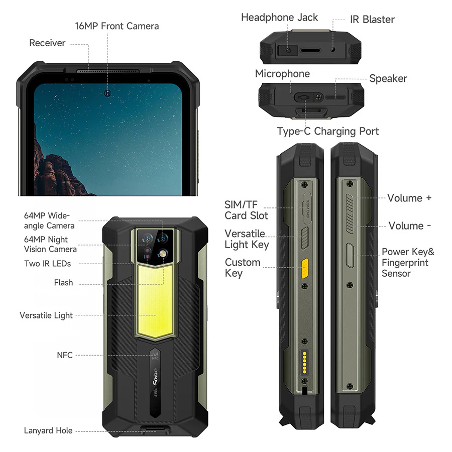 ULEFONE smartphone Armor 24, 6.78, 12/256GB, 22000mAh, IP68/IP69K, μαύρο ARMOR24-BK