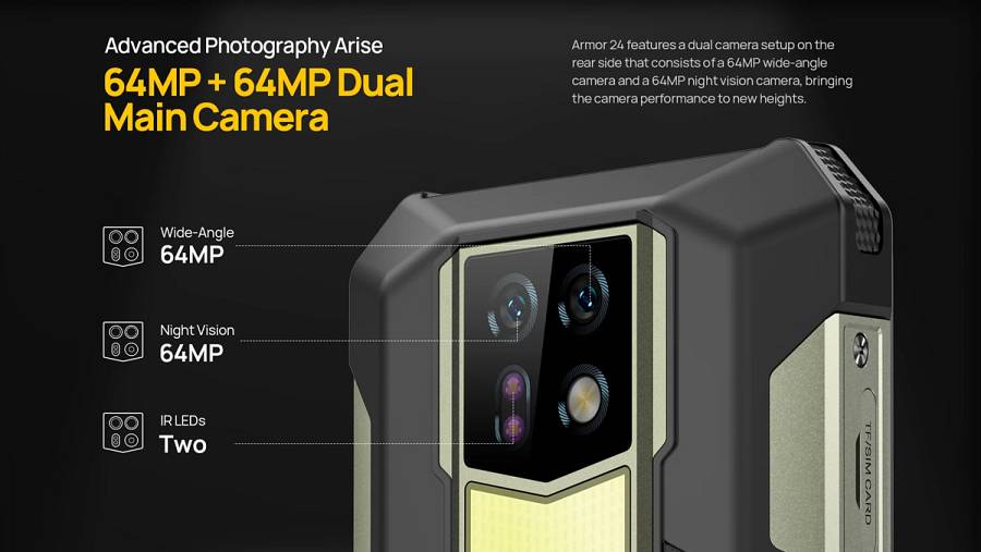 ULEFONE smartphone Armor 24, 6.78, 12/256GB, 22000mAh, IP68/IP69K, μαύρο ARMOR24-BK