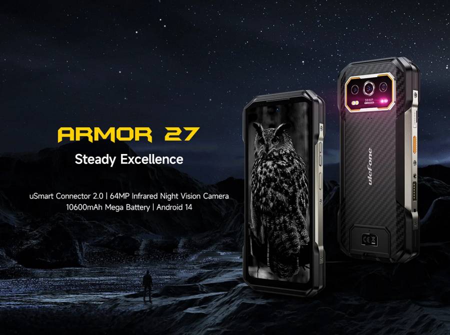 ULEFONE smartphone Armor 27, 6.78, 12/256GB, 10600mAh, IP68/IP69K, μαύρο ARMOR27-BK