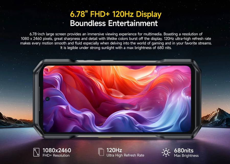 ULEFONE smartphone Armor 27, 6.78, 12/256GB, 10600mAh, IP68/IP69K, μαύρο ARMOR27-BK