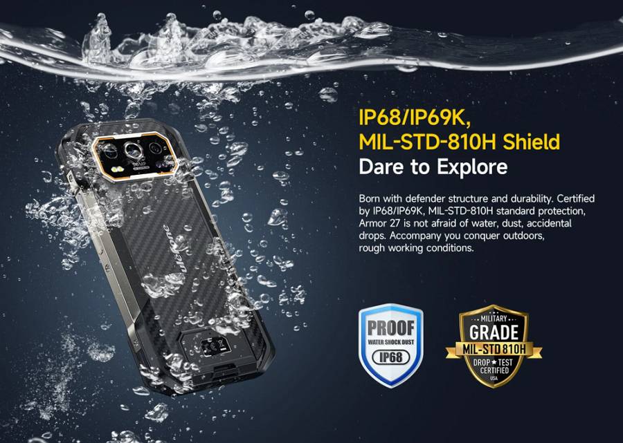ULEFONE smartphone Armor 27, 6.78, 12/256GB, 10600mAh, IP68/IP69K, μαύρο ARMOR27-BK