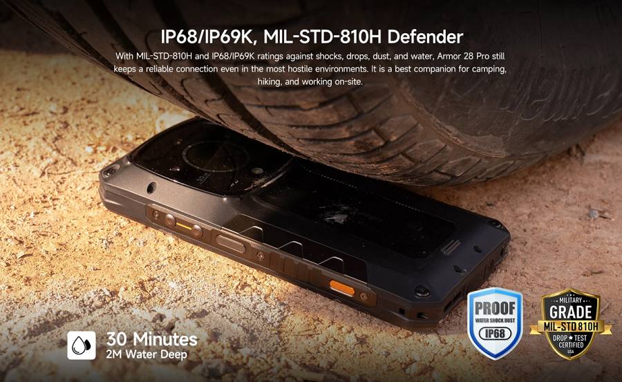 ULEFONE smartphone Armor 28 Pro, 6.67 & 1.04, 16/512GB, 5G, 10600mAh, IP68/IP69K/MIL-STD-810H, μαύρο ARMOR28PRO-BK