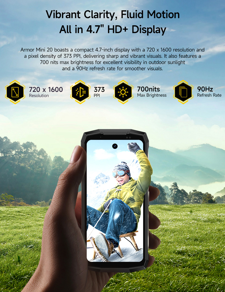 ULEFONE smartphone Armor Mini 20, 4.7, 8/256GB, 4G, 6200mAh, IP68/IP69K, μαύρο ARMORMINI20-BK