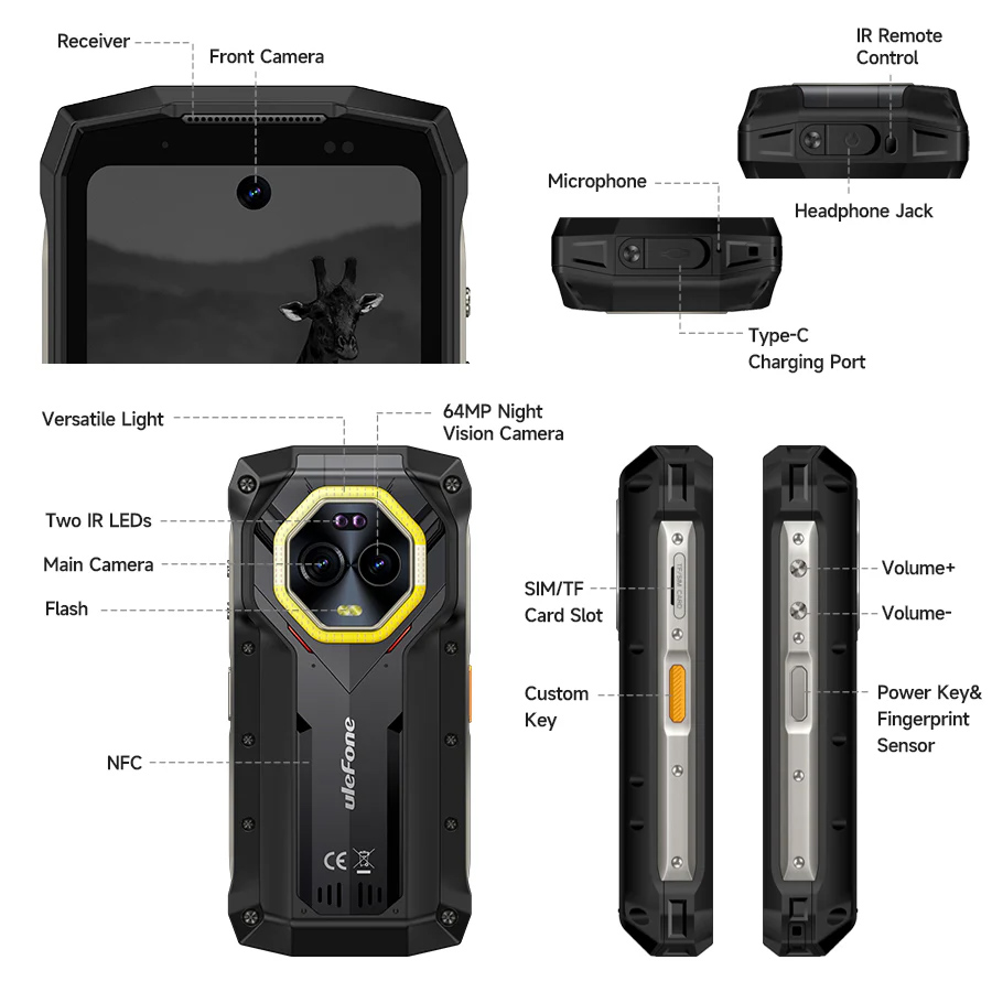ULEFONE smartphone Armor Mini 20 Pro, 4.7, 8/256GB, 5G, 6200mAh, IP68/IP69K, μαύρο ARMORMINI20PRO-BK