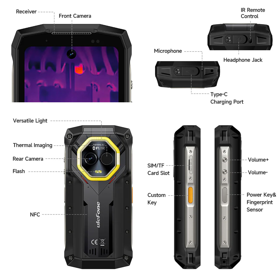 ULEFONE smartphone Armor Mini 20T Pro, 4.7, 8/256GB, 5G, 6200mAh, IP68/IP69K, μαύρο ARMORMINI20TPRO-BK