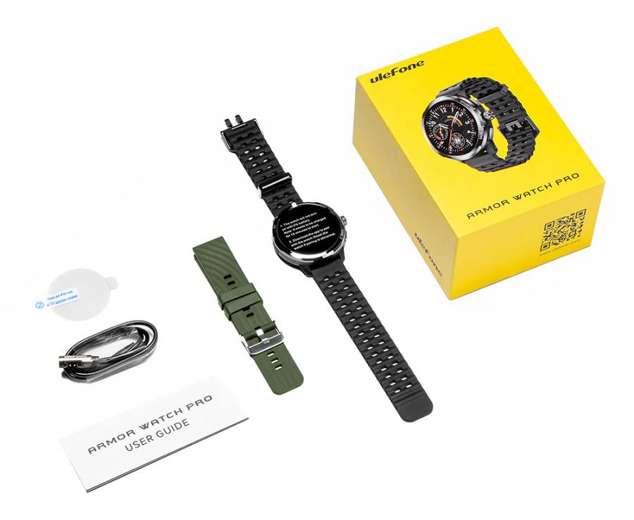 ULEFONE smartwatch Armor Watch Pro, 2x λουράκια, heart rate, 1.50 AMOLED, GPS, 5 ΑΤΜ/IP68/IP69K/MIL-STD-810H, μαύρο ARMORWATCHPRO-BK