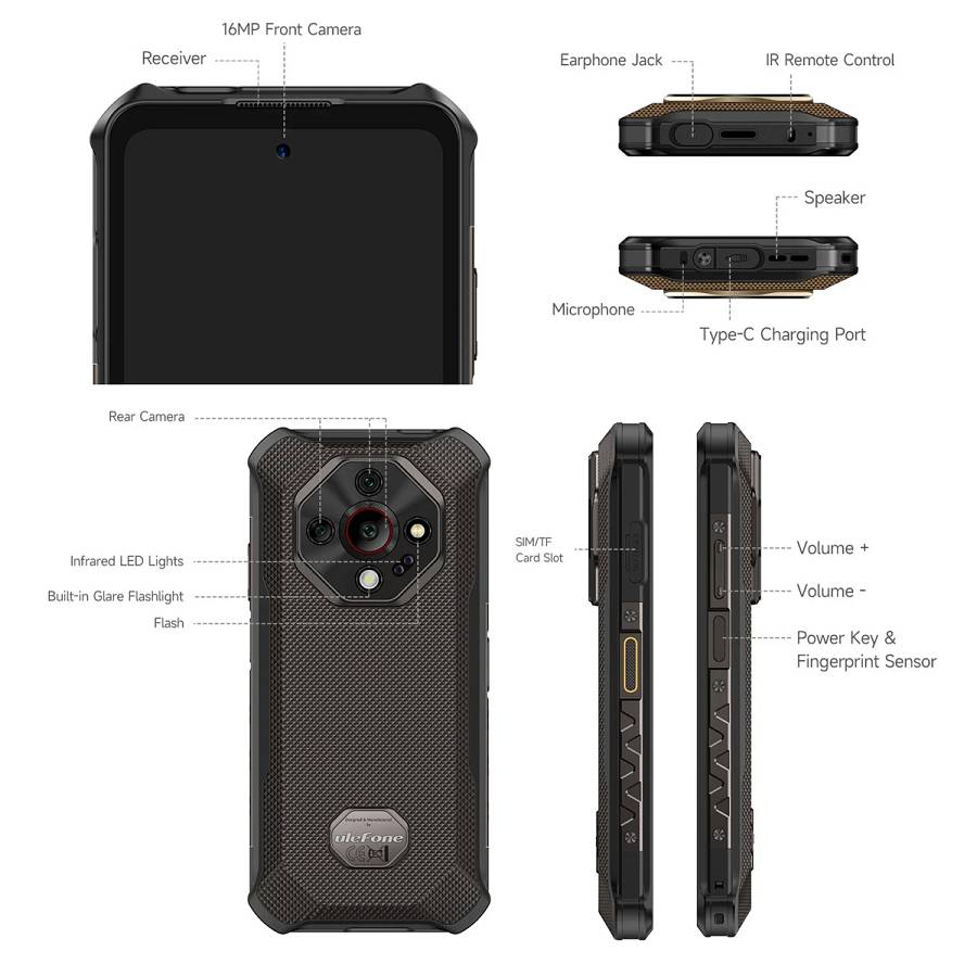 ULEFONE smartphone Armor X16, 6.56, 6/128GB, 10360mAh, IP68/IP69K/MIL-STD-810H, μαύρο ARMORX16-BK