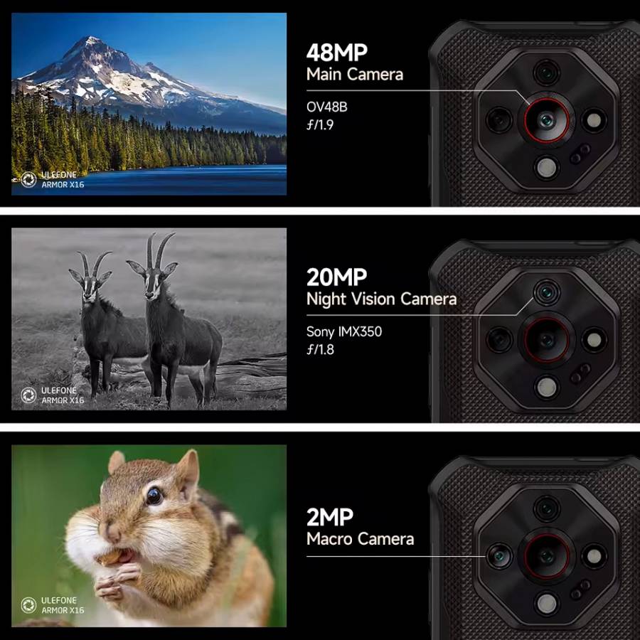 ULEFONE smartphone Armor X16, 6.56, 6/128GB, 10360mAh, IP68/IP69K/MIL-STD-810H, μαύρο ARMORX16-BK