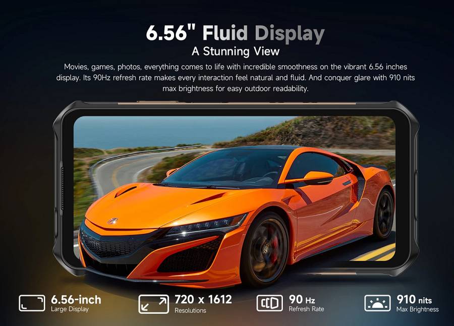 ULEFONE smartphone Armor X16, 6.56, 6/128GB, 10360mAh, IP68/IP69K/MIL-STD-810H, μαύρο ARMORX16-BK