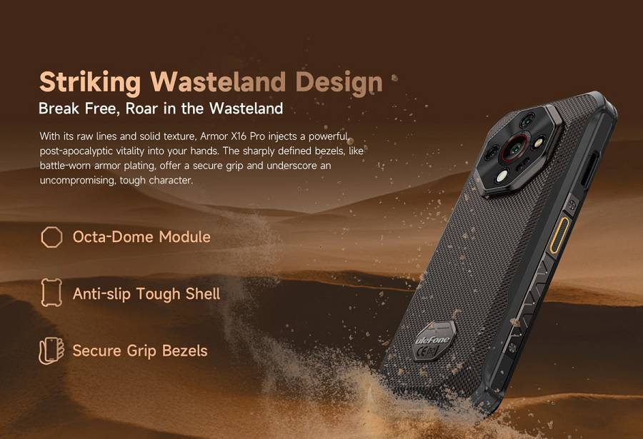 ULEFONE smartphone Armor X16 Pro, 6.56, 8/256GB, 5G, 10360mAh, IP68/IP69K/MIL-STD-810H, μαύρο ARMORX16PRO-BK