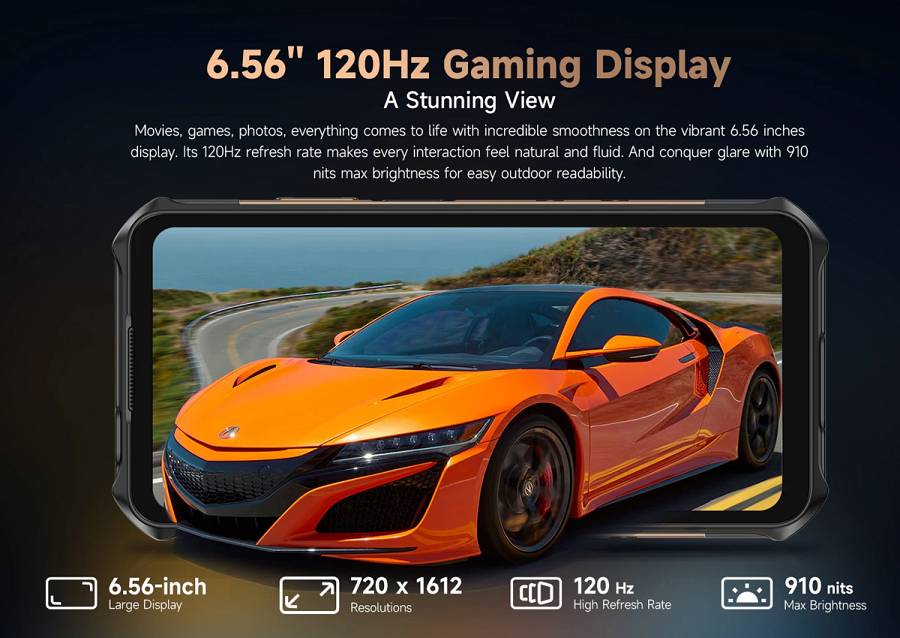 ULEFONE smartphone Armor X16 Pro, 6.56, 8/256GB, 5G, 10360mAh, IP68/IP69K/MIL-STD-810H, μαύρο ARMORX16PRO-BK