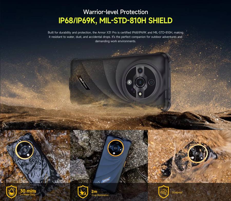 ULEFONE smartphone Armor X31 Pro, 6.56, 8/256GB, 5G, 6050mAh, IP68/IP69K, μαύρο ARMORX31-PRO