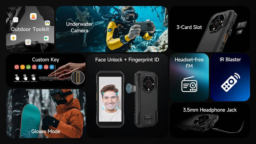 ULEFONE smartphone Armor X32, 5.65, 6/128GB, 5500mAh, IP68/IP69K, μαύρο ARMORX32-BK