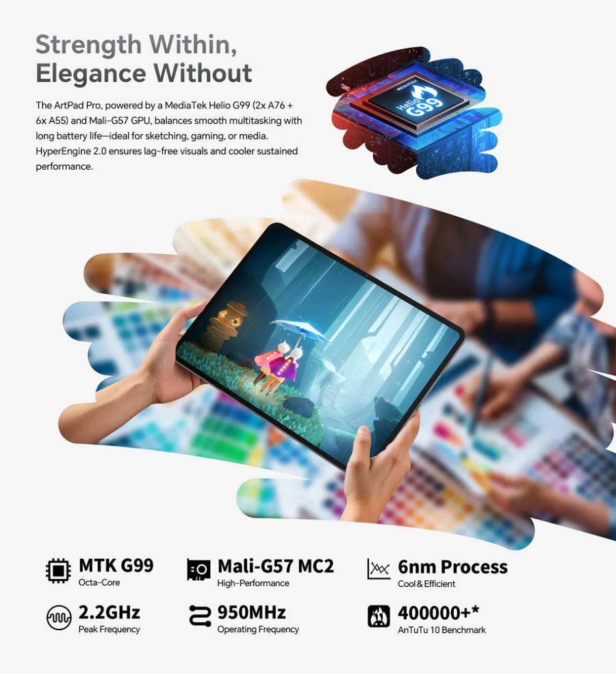 TECLAST tablet ArtPad Pro, 12.7, 8/256GB, 4G, Android 15, 10000mAh, γκρι ARTPADPRO-GR