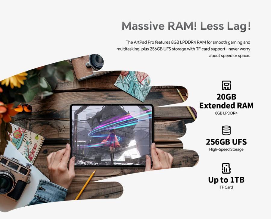 TECLAST tablet ArtPad Pro, 12.7, 8/256GB, 4G, Android 15, 10000mAh, γκρι ARTPADPRO-GR