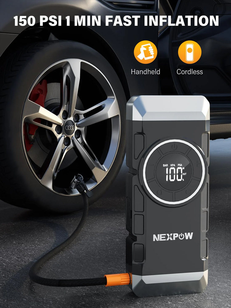 NEXPOW εκκινητής μπαταρίας & συμπιεστής αέρος NP2, 12V/3000A, 150PSI, 12000mAh AVP-NP2