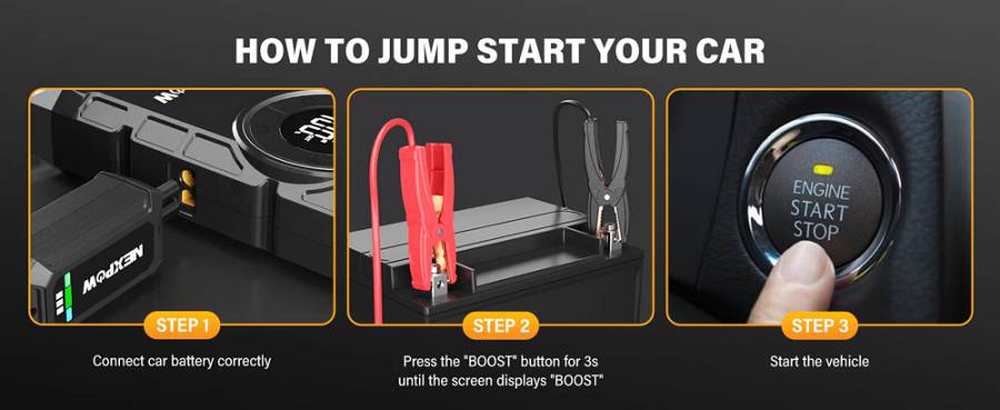 NEXPOW εκκινητής μπαταρίας & συμπιεστής αέρος NP2, 12V/3000A, 150PSI, 12000mAh AVP-NP2