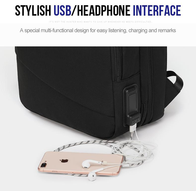 ARCTIC HUNTER τσάντα πλάτης B00345 με θήκη laptop 15.6, USB, 19-32L, μαύρη B00345-BK