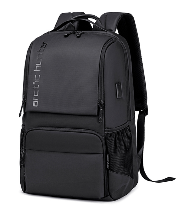 ARCTIC HUNTER τσάντα πλάτης B00532 με θήκη laptop 15.6, USB, 28L, μαύρη B00532-BK