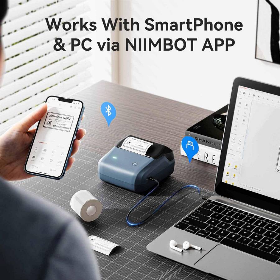 NIIMBOT smart θερμικός εκτυπωτής ετικετών B31, 203dpi, Bluetooth, μπλε B31-BL