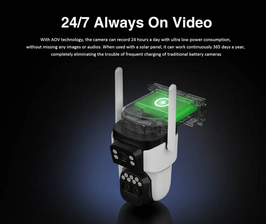 VSTARCAM smart ηλιακή κάμερα BG621TR, triple lens, 3MP, 4G, SD, PTZ, IP66 BG621TR