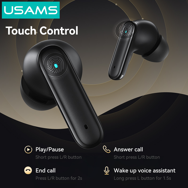 USAMS earphones με θήκη φόρτισης E05, True Wireless, BT 6.0, λευκό BHE0502